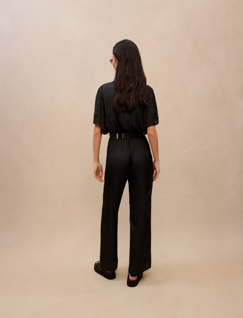 Maje Fluid Satin Jumpsuit Dames Zwart | MYCBTRE-10